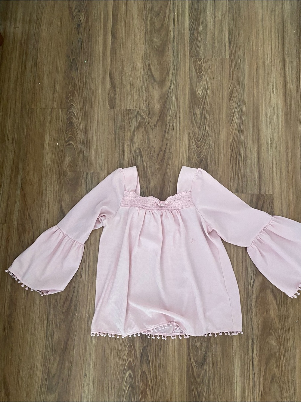new directions Blush Pink Smocked Off-Shoulder Top